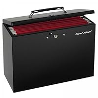 Steel File Box - Portable Filing System (Black) (10.25h x 13.75w x 6d)