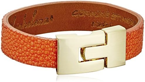 Leighelena Thin Jigsaw Buckle Bracelet Orange Natural Stingray Bracelet, 7"