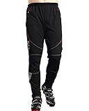 SANTIC Cycling Fleece Thermal Wind Pants Winter Pants Tights-James Black