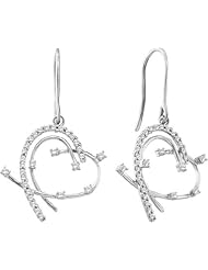 14KT White Gold 0.31 CTW Round Diamond Ladies Fashion HEART Earrings