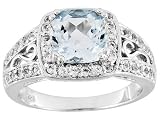 2.65CT BLUE TOPAZ WITH .88CTW WHITE TOPAZ STERLING SILVER RING NOT SIZEABLE