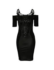 Illusion Off the Shoulder Cotton/Leather/Spandex Bodycon Dress 