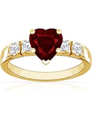 14K Yellow Gold Heart Cut Ruby Ring With Sidestones (GIA Certificate)