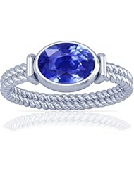 Platinum Oval Cut Blue Sapphire Solitaire Ring
