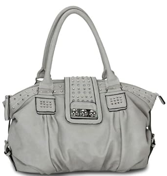 Designer Inspired Metal Studded Soft Leatherette Shopper Hobo Tote Shoulder Bag Satchel Handbag Purse Designer Inspired Metal Studded Soft Leatherette Shopper Hobo Tote Shoulder Bag Satchel Handbag Purse