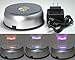 BANBERRY DESIGNS Display Base LED Lighted Silver Mirrored Top 7 Cycling Colored Lights - Set of 2