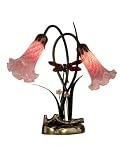 Dale Tiffany TA90188 2-Light Lily Accent Lamp, Antique Brass and Glass Shade