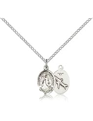 Free Engraving Included Medal- Sterling Silver St. Saint Joseph Of Cupertino Pendant 1/2 x 1/4" 9057SS--w/18" Chain & Box Patron Saint of Pilots/Airforce