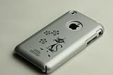 Apple iPhone 1G Soft Polycarbonate Slim fit Case - Silver with Cat Tattoo (Cozip Brand) Made in Korea