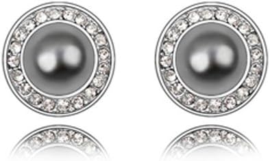Rarelove Swarovski Elements Crystal Black Round Stud earrings