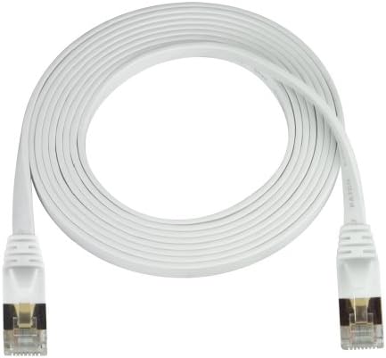 Super Flat CAT7 Ethernet Cable, White, 14 Feet, 0.08" Thick