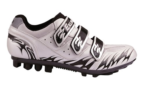 Exustar 710244 MTB-Fahrradschuhe, silber/schwarz, 44, mit 3 Klettverschlüssen