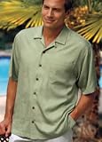 Big Mens Palm Tree Jacquard Camp Shirt by Port Authority Signature (Big & Tall and Regular Sizes)
