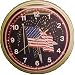 American Flag Fireworks Neon Wall Clock 20 Inch Made In USA New