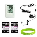 Crazyondigital Kindle 2 Accessory Kit. Kindle 2 Clear White skin case + Auto Car Charger + Home Travel Charger + 2X Screen Protector + Crazyondigtal Heart Given Wristband