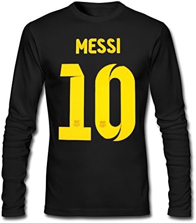 CLHUA Men's Messi #10 Jersey Long Sleeve T-shirt Black XXL