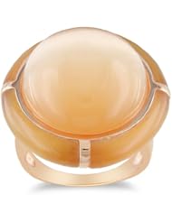 Rose Gold Plated Sterling Silver 31 cttw Synthetic Champaign Cats Eye Ring