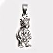 Sterling Silver Pendant - Bear - Clear Cubic Zerconia - 20mm Height