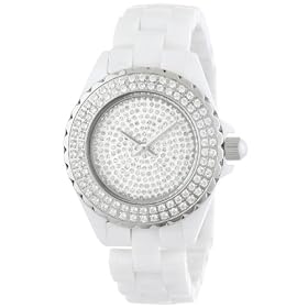 Akribos XXIV Womens AKR457WT Lady Diamond Collection Ceramic 