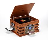 from Steepletone Steepletone Edinburgh 5 in 1 Music Centre - with Record Player, Radio, CD and Cassette - CD Burner Recording Facility - Light Oak Wood Colour Model Edinburgh