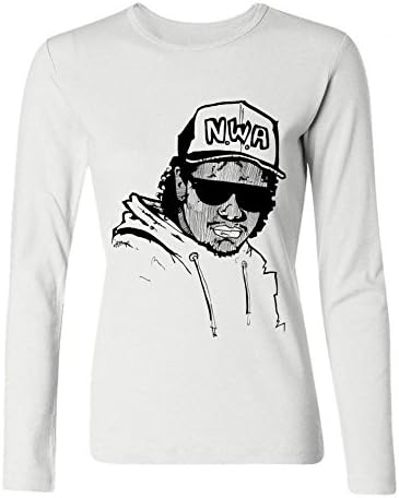 OKGOOP Women's Lectro Eazy E N.W.A. Hip Hop Group Music Long Sleeve T-shirt White M