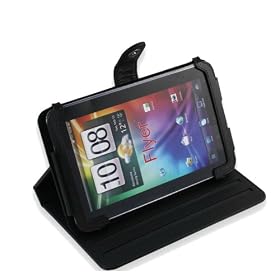 Navitech Black Executive 100% Real Premium Leather Flip Carry Case With Adjustable Stand For The HTC Flyer 7 Inch Android PC Tablet Device 16GB 32GB 64GB 3G & WiFi
