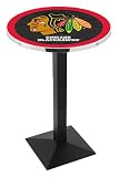 42" Chicago Blackhawks Black Bar Height Pub Table - Square Base