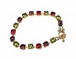 Bracelet - B120 - Swarovski (tm) Crystal Stones - Antique Gold Tone Metal ~ Olivine Amethyst Mix