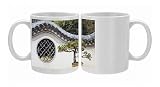 A bonzai tree and toled arch wall in Winding Garden at West Lake, Hangzhou, Photo Mugs