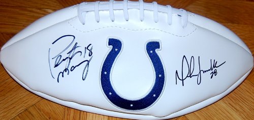 Indianapolis Colts Peyton Manning & Marshall Faulk Autographed / Signed Logo Football