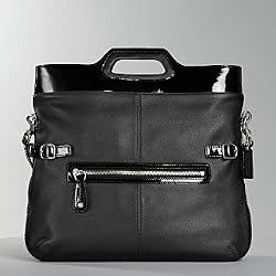Coach Bonnie Leather Foldover Convertiable Crossbody Busines Bag Tote 13380 Black