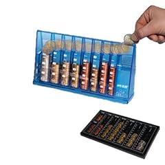 M�nzsortierer Spardose 240 x 50 x 120 mm, Sammeldose blau, inkl. M�nzz�hlbrett