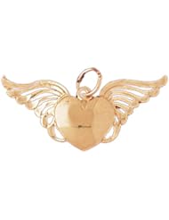 Dazzlers Solid 14k Gold Flying Heart Charm Pendant Available in three colors from jewelsberry (weights: 1.3 grams only)