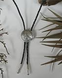 The American Eagle Half Dollar Braided Black Leather Bolo Tie