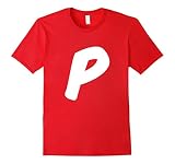 Men's Letter P Comic Book Marker Pen Brush Font Initial T-Shirt Medium Red