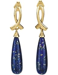 14K Yellow Gold Lapis Lazuli Earrings -- LIFETIME WARRANTY