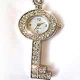 Pendentif Montre Strass Forme Clé Bijou Fantaisie Image du produit