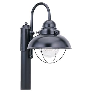Sea Gull Lighting 8269-12 Outdoor One-Light Post Lantern, Black Finish by 