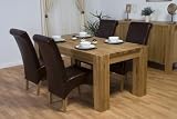 Solid Oak Dining Room Furniture 180cm Table With 4 100 Real Leather Chairs Quality Dining Room Furniture Set