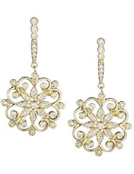 14K Yellow Gold Diamond Dangle Earrings (0.80 Cttw, SI Clarity, F Color)
