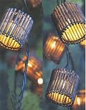 Bamboo Tiki String Lights Set for Market Umbrellas - Set of 40 Dark Bamboo