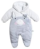 (コ-ランド) Co-land ベビー服 ふわふわ ロンパース 赤ちゃん カバーオール 新生児 長袖 フード付き アニマル 着ぐるみ 綿入り 秋冬防寒 出産祝い ブタ 66