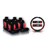 Car Seat Cover Full Set Mesh Design Black and Red