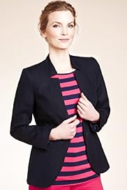 Twiggy for M&S Woman Pure Linen Single Breasted Notched Collar Blazer