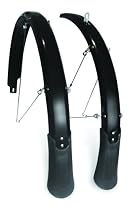 Planet Bike Cascadia 29er Front and Rear Bicycle Fender Set with 130mm Mud Flaps (Black, 65mm Wide)