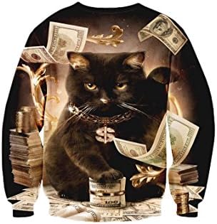 Shelen Women Digital Print Crew Neck Pullovers Sweatshirts Hoodies