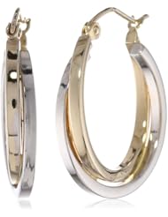 10k Two Tone Gold 3.8mm Twisted Hoop Earrings