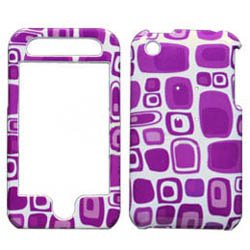 Fits Apple iPhone 3G Cell Phone Snap on Protector Faceplate Cover Housing Case - Purple Patterns