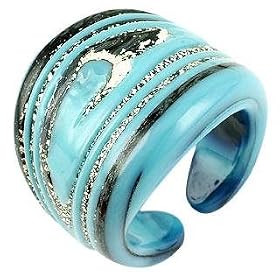 Antica Murrina Cayman - Turquoise and Silver Murano Glass Ring by Antica Murrina
