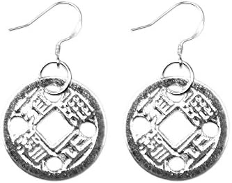 925 Sterling Silver Plated Treasure Dynasty Coin Earrings